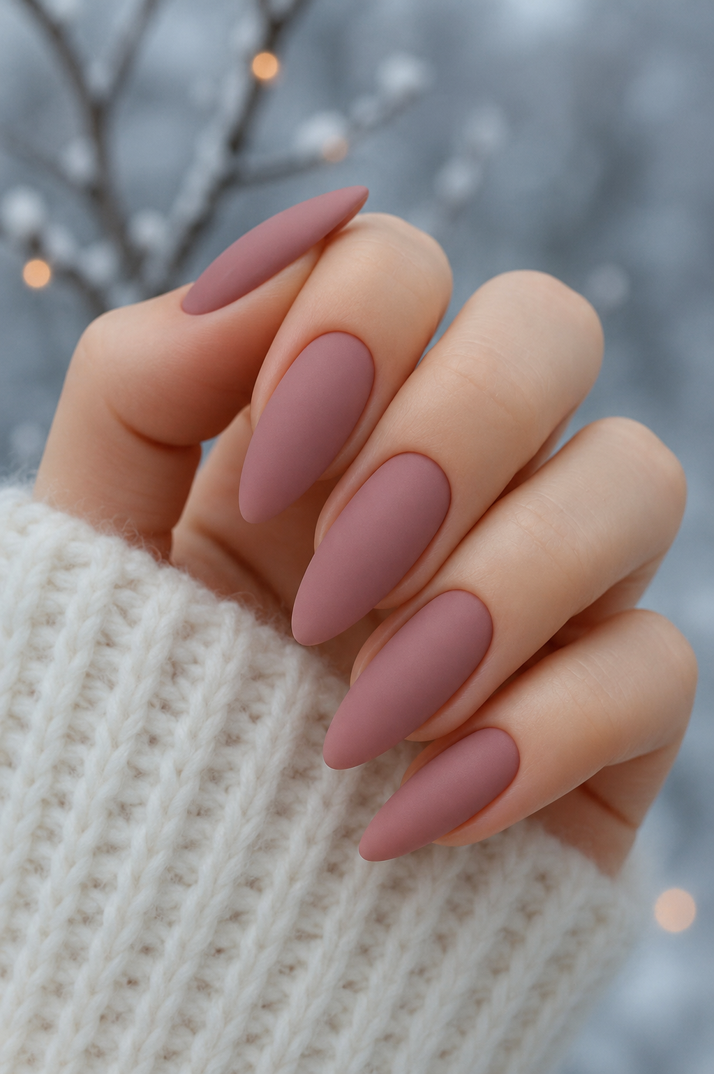 classic matte rose mauve almond nails