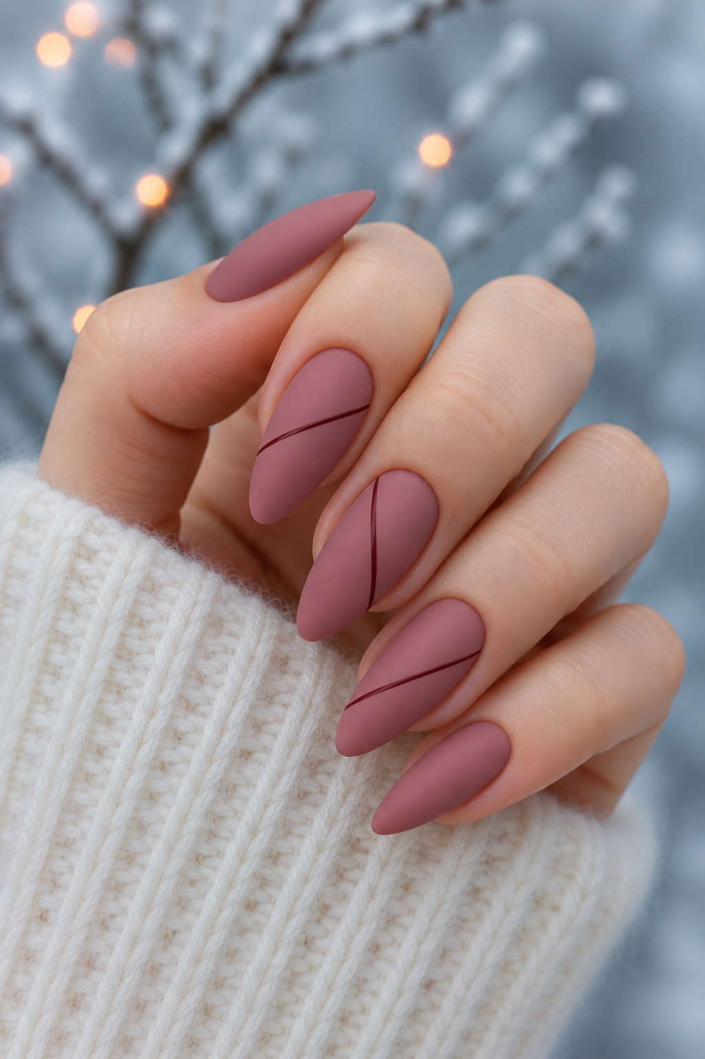 rose mauve burgundy geometric nails