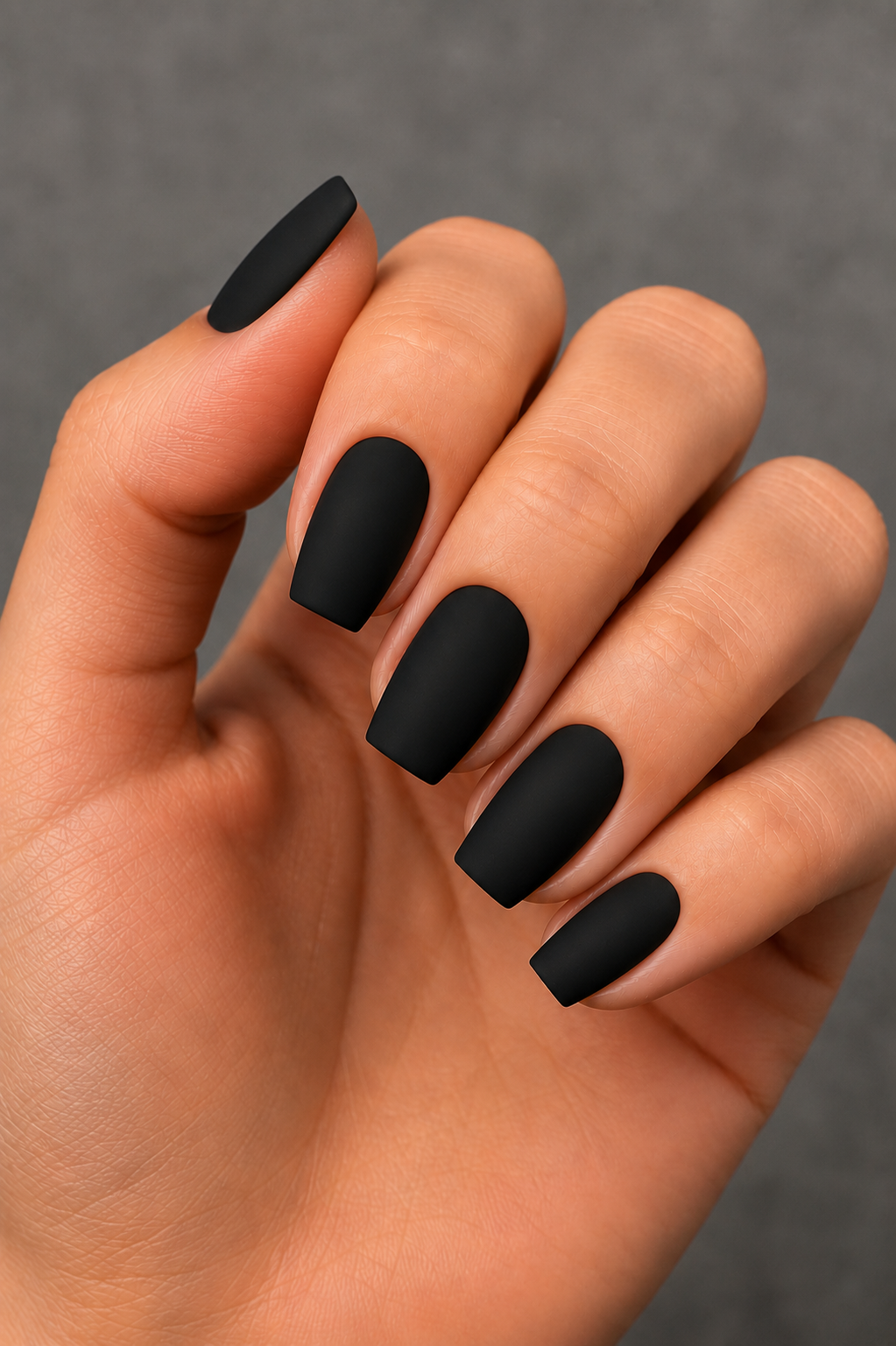 short coffin matte black nails