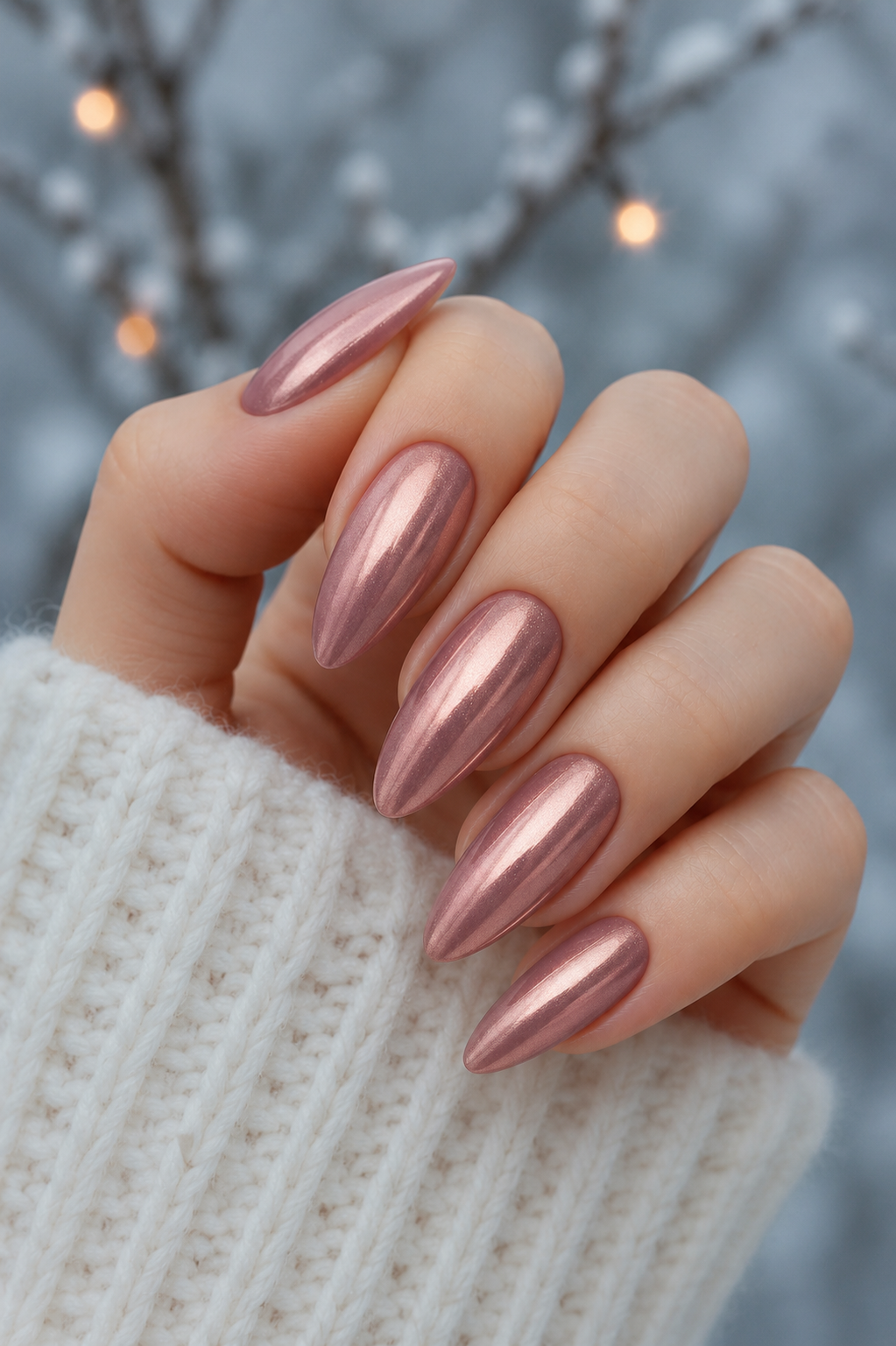 rose mauve chrome nails