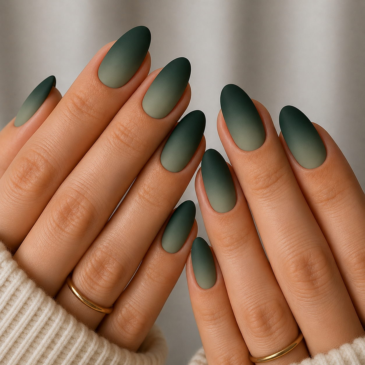 forest green sage ombre nails