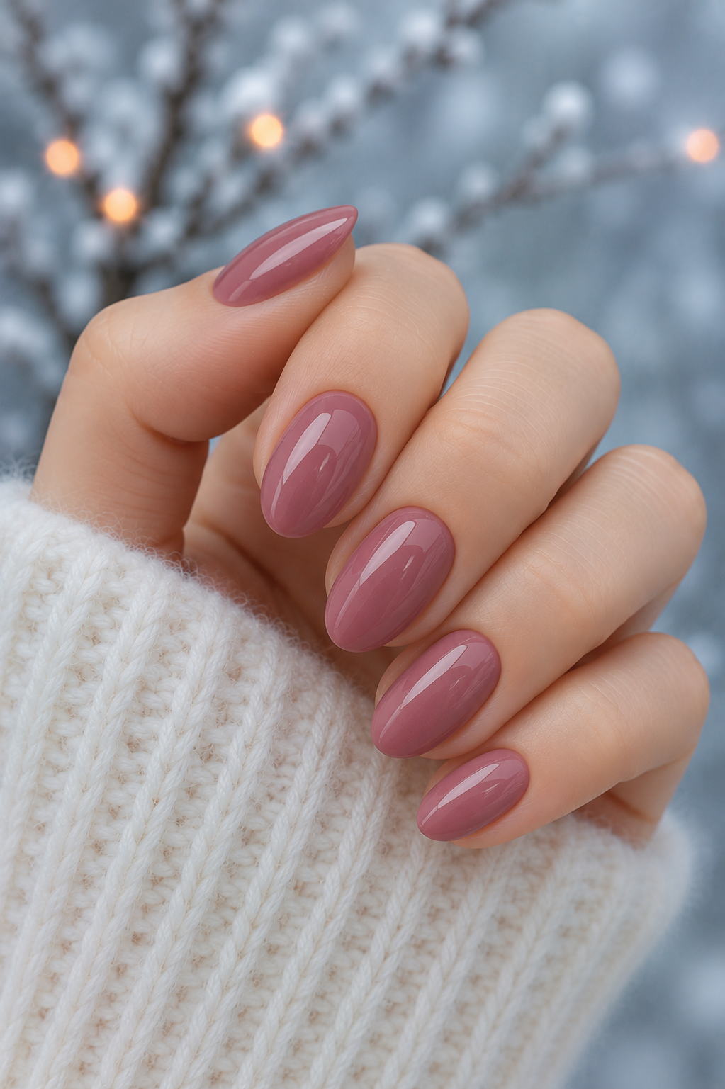 short rose mauve almond nails