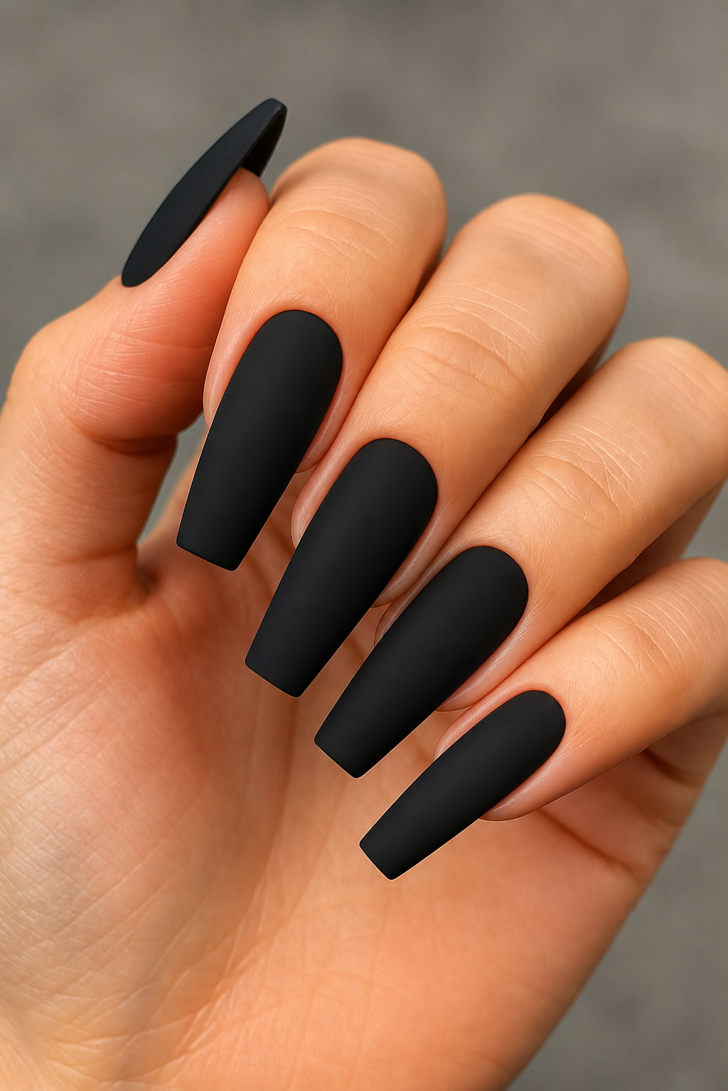 classic matte black coffin nails