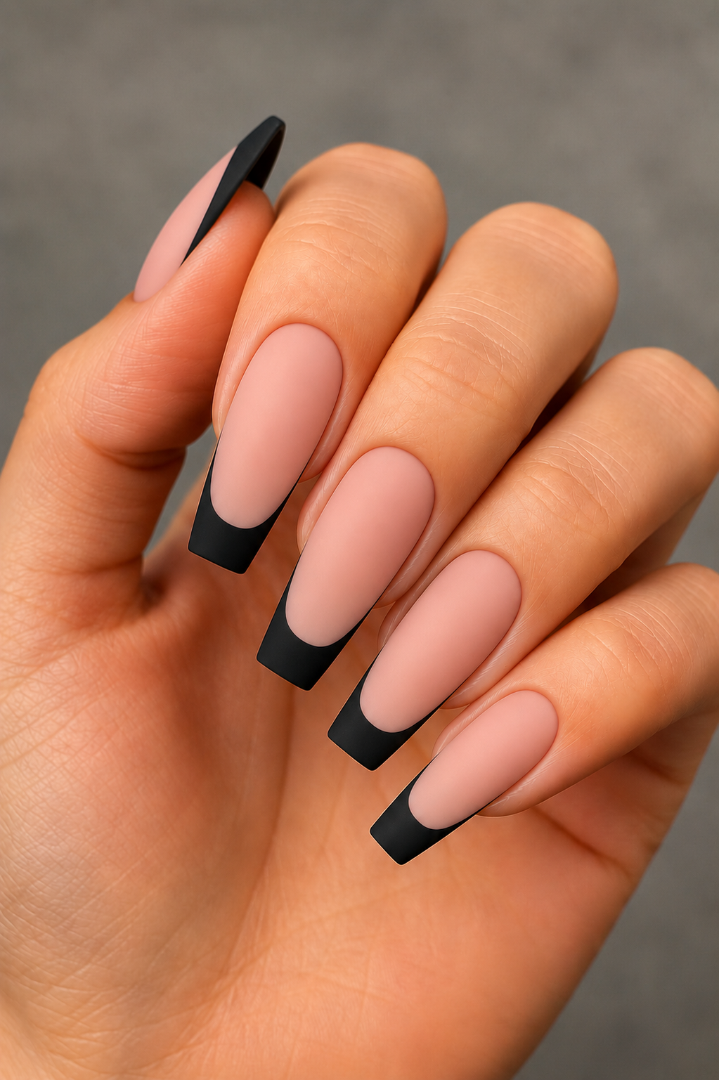matte black french tips coffin nails