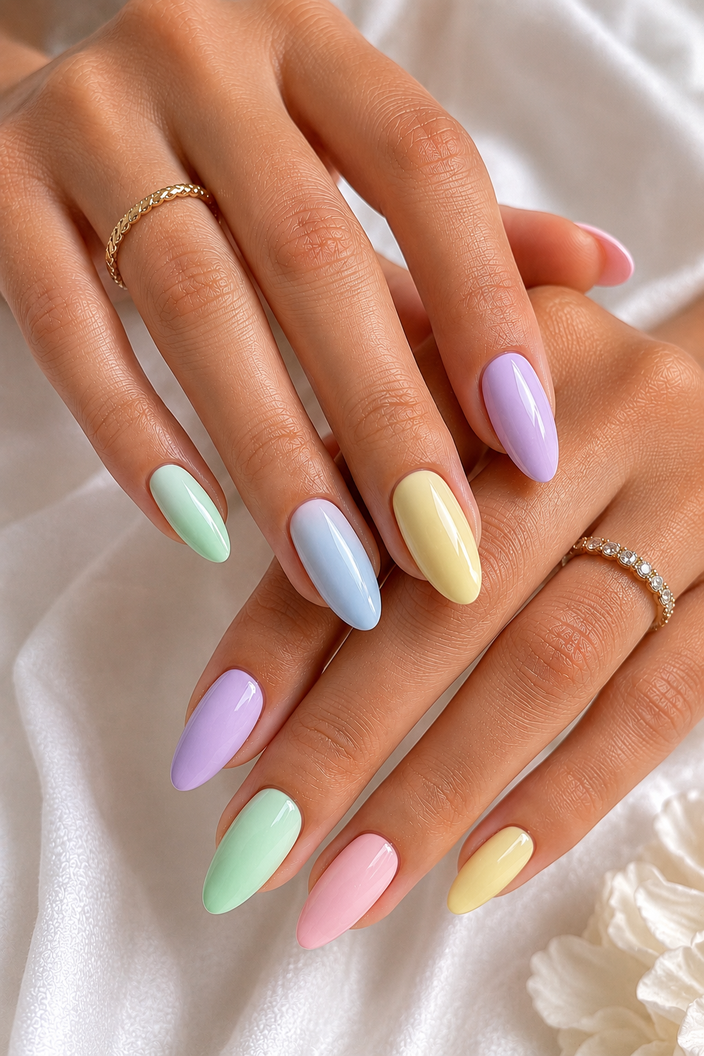 pastel rainbow summer nails 2026