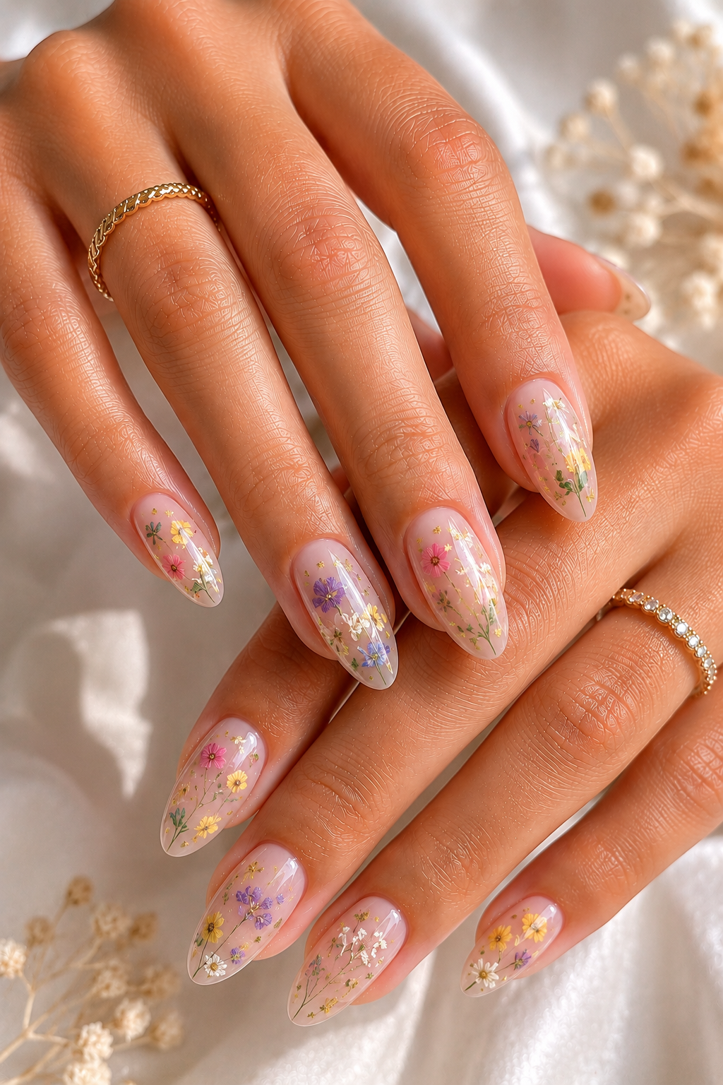 pressed flower summer nails 2026
